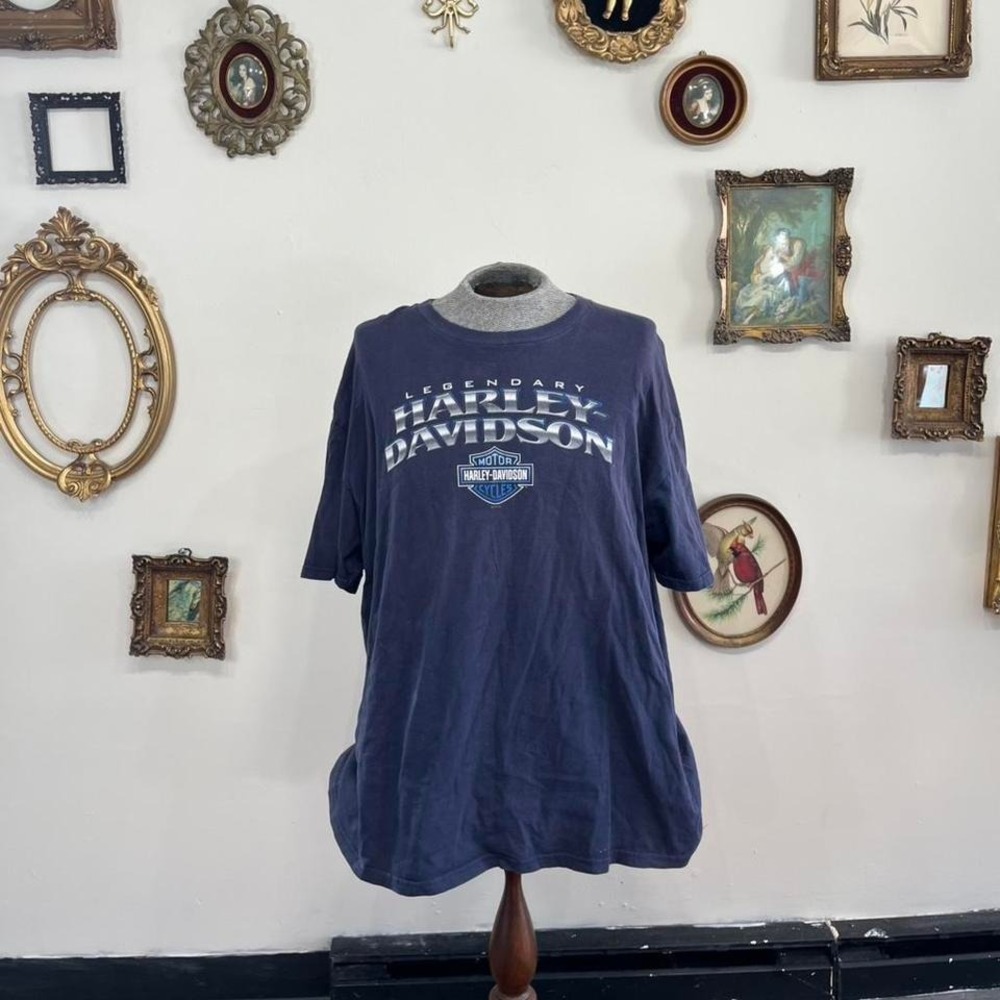Vintage Harley-Davidson Graphic T-Shirt – Faded Navy Biker Tee (3XL)